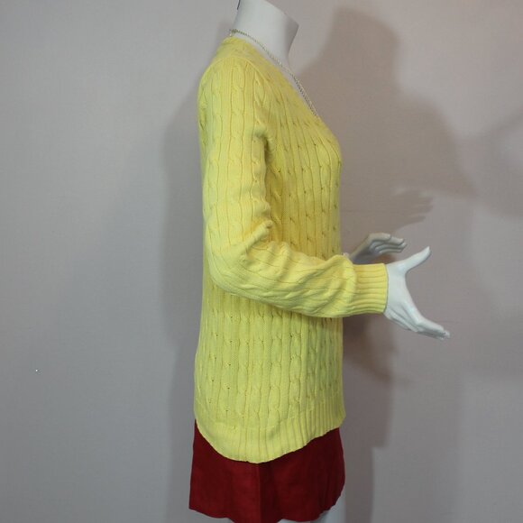 Ralph Lauren Sport V- neck 100% Cotton knit yellow Sweater size XL - Picture 4 of 9